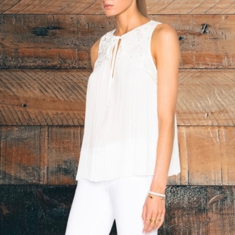 Alice & Olivia Kyrena Embroidered Pleated Top